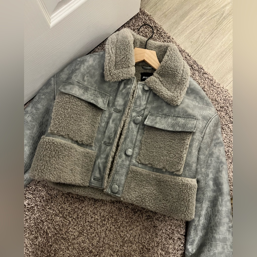 Gray NastyGal Shearling Jacket